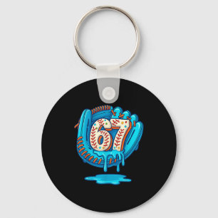 67 Ice Cream Drip Funny Six Seven Baseball Keychain