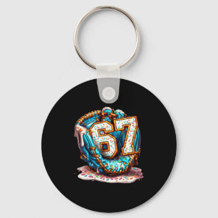 67 Ice Cream Drip Funny Six Seven Baseball Keychain
