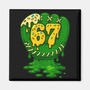 67 Ice Cream Drip Funny Six Seven Baseball Magnet