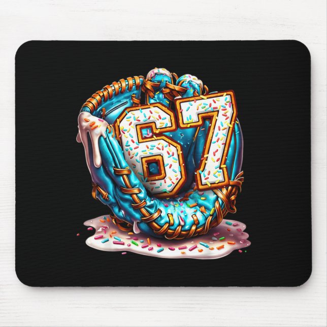 67 Ice Cream Drip Funny Six Seven Baseball  Mouse Pad (Front)