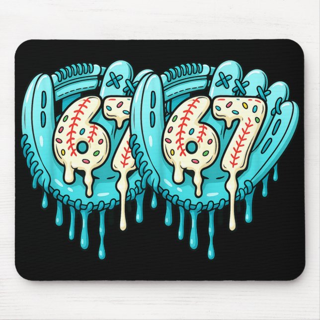 67 Ice Cream Drip Funny Six Seven Baseball  Mouse Pad (Front)