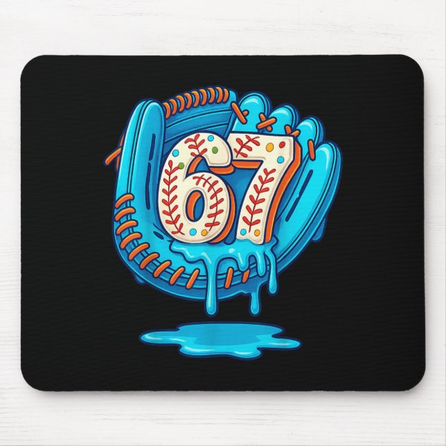 67 Ice Cream Drip Funny Six Seven Baseball  Mouse Pad (Front)