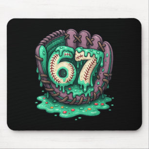 67 Ice Cream Drip Funny Six Seven Baseball  Mouse Pad