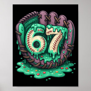 67 Ice Cream Drip Funny Six Seven Baseball  Poster