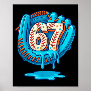 67 Ice Cream Drip Funny Six Seven Baseball  Poster