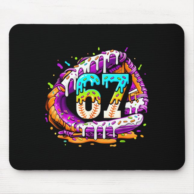 67 Ice Cream Drip Funny Six Seven Player 67th Birt Mouse Pad (Front)