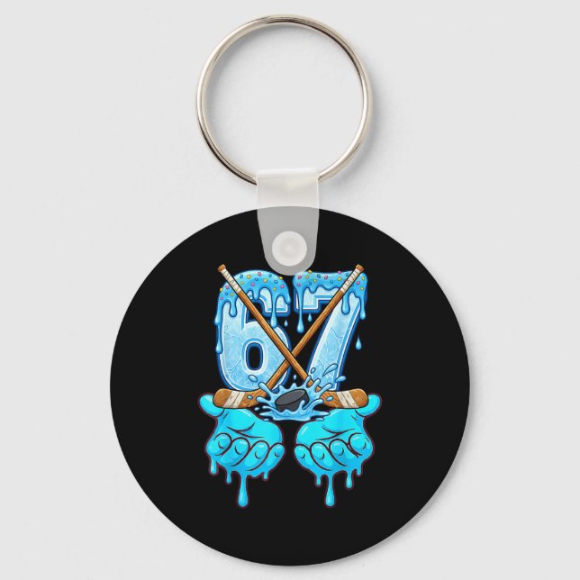 67 Ice Cream Drip Hockey Gen Alpha Slang Six Seven Keychain (Front)