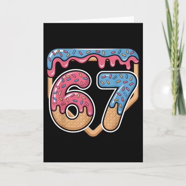 67 Ice Cream Drip Meme Baseball  Card (Front)