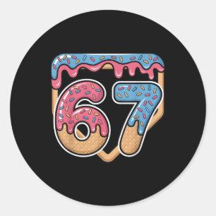 67 Ice Cream Drip Meme Baseball Classic Round Sticker