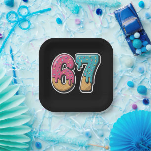 67 Ice Cream Drip Meme Funny Six Seven Gen Alpha Paper Plate
