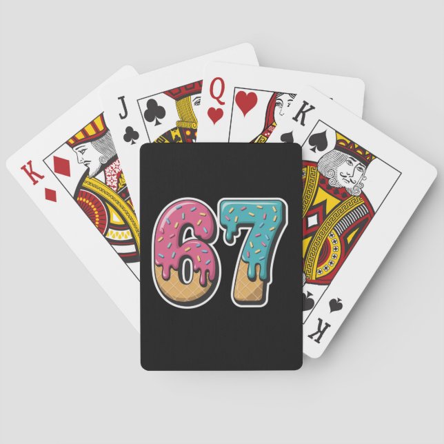 67 Ice Cream Drip Meme Funny Six Seven Gen Alpha  Playing Cards (Back)