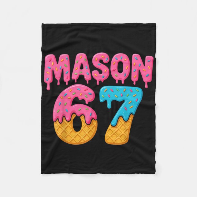 67 Ice Cream Drip Meme Funny Six Seven Gen Alpha S Fleece Blanket (Front)