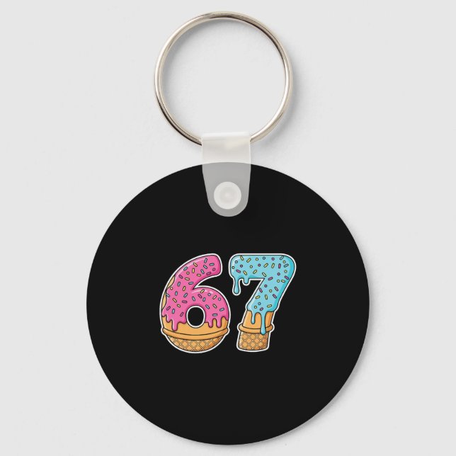 67 Ice Cream Drip Meme Funny Six Seven Gen Alpha S Keychain (Front)
