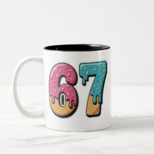 67 Ice Cream Drip Meme Funny Six Seven Gen Alpha  Two-Tone Coffee Mug