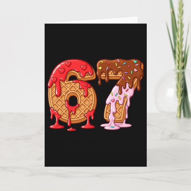 67 Ice Cream Drip Meme Funny Six Seven Valentine D Card (Front)