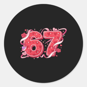 67 Ice Cream Drip Meme Funny Six Seven Valentine D Classic Round Sticker