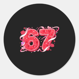 67 Ice Cream Drip Meme Funny Six Seven Valentine D Classic Round Sticker
