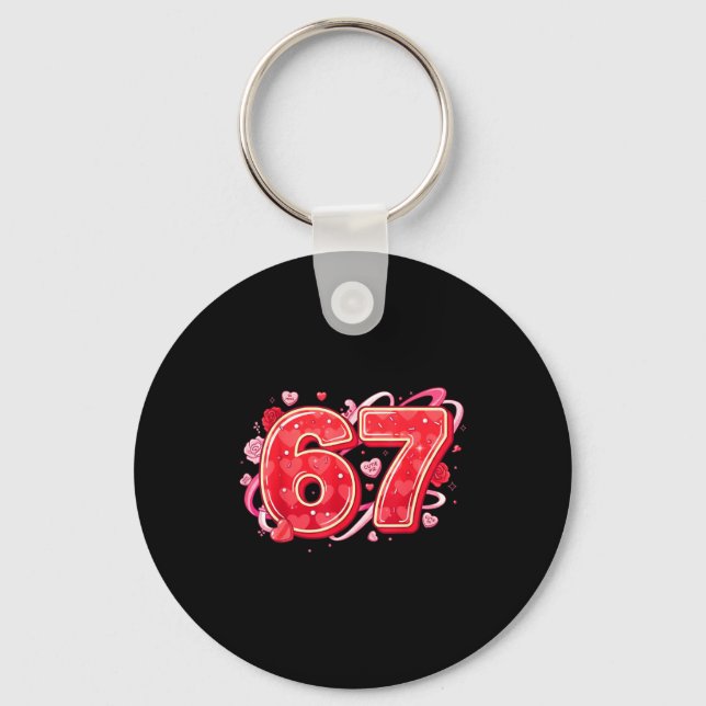 67 Ice Cream Drip Meme Funny Six Seven Valentine D Keychain (Front)