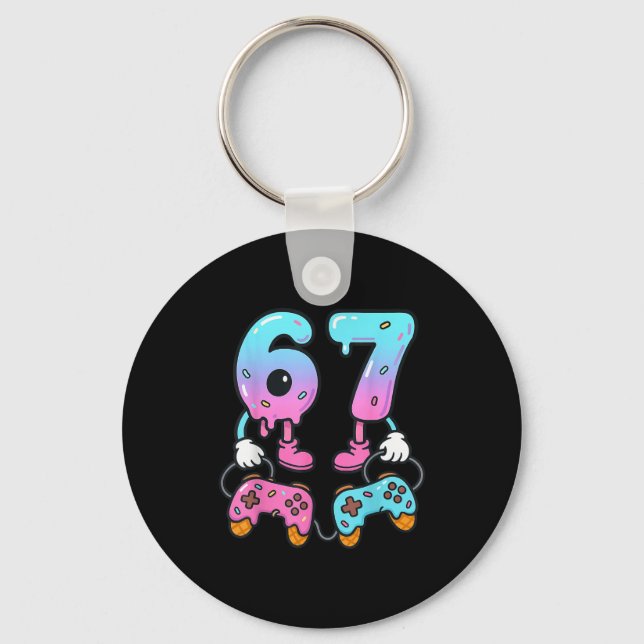 67 Ice Cream Drip Meme Gamer Six Seven Gen Alpha  Keychain (Front)