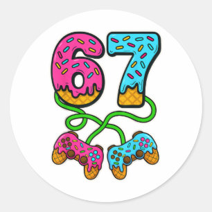 67 Ice Cream Drip Meme Gamer Six Seven Gen Alpha S Classic Round Sticker