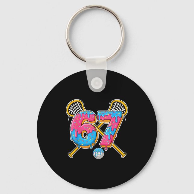67 Ice Cream Drip Meme Gen Alpha Slang Lacrosse Sr Keychain (Front)