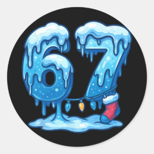 67 Ice Cream Drip Meme Six Seven Gen Alpha Slang C Classic Round Sticker