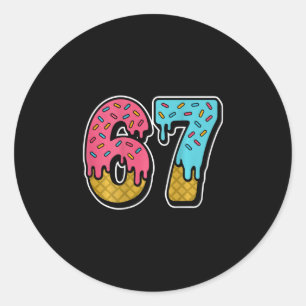 67 Ice Cream Drip Meme Six Seven Gen Alpha Slang ( Classic Round Sticker