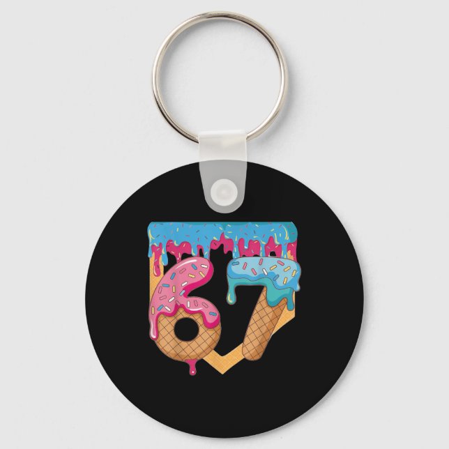 67 Ice Cream Drip Meme Six Seven Gen Alpha Slang _ Keychain (Front)