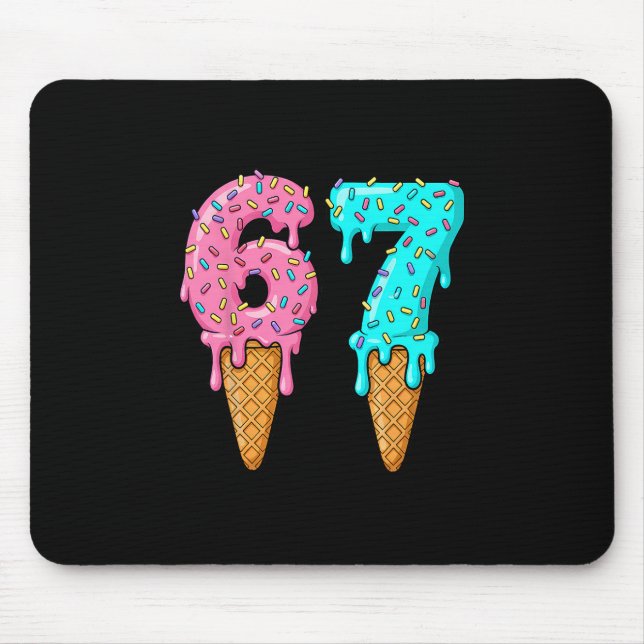 67 Ice Cream Drip Meme Six Seven Gen Alpha Slang  Mouse Pad (Front)