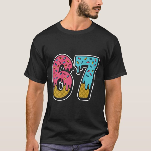 67 Ice Cream Drip Meme Six Seven Gen Alpha Slang ( T-Shirt (Front)