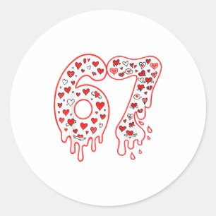 67 Ice Cream Drip Meme Six Seven Gen Alpha Valenti Classic Round Sticker