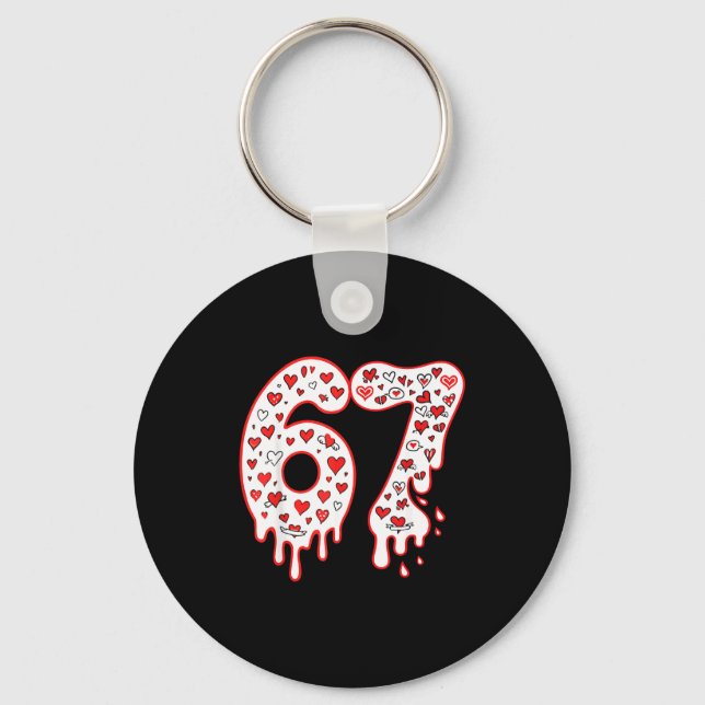 67 Ice Cream Drip Meme Six Seven Gen Alpha Valenti Keychain (Front)