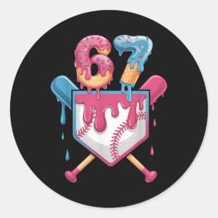 67 Ice Cream Drip Meme Six Seven Pride 6 7 Ice Cre Classic Round Sticker