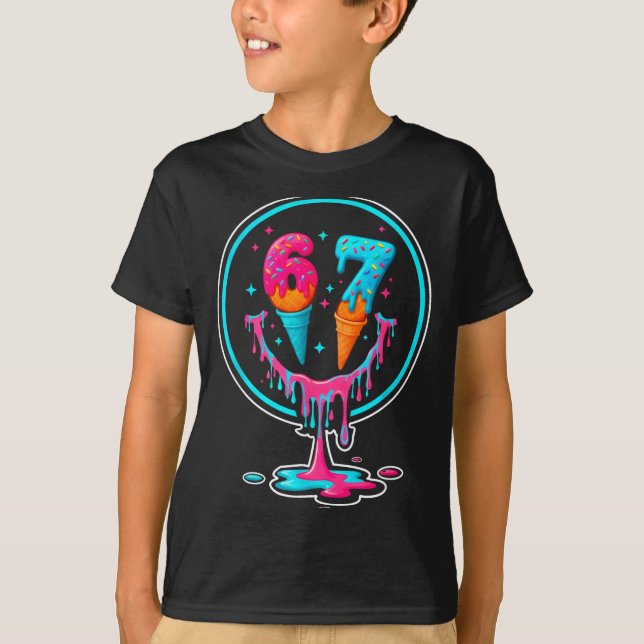 67 Ice Cream Drip Number 67 Player 67th Birthday  T-Shirt (Front)