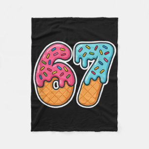 67 Ice Cream Meme Drip Six Seven Slang Gen Alpha  Fleece Blanket