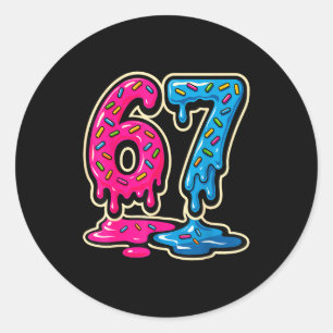 67 Ice Cream Meme Six Seven  Classic Round Sticker