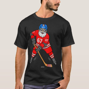 67 Ice Hockey Santa Six Seven Meme Christmas Sport T-Shirt