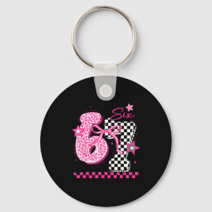 67 Leopard Checkered Funny Six Seven Meme 6-7 Teac Keychain
