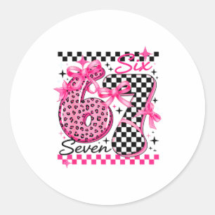 67 Leopard Checkered Six Seven Meme 6-7 Teachers  Classic Round Sticker