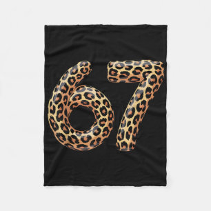 67 Leopard Meme Funny Six Seven Gen Alpha Slang Ch Fleece Blanket