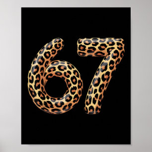 67 Leopard Meme Funny Six Seven Gen Alpha Slang Ch Poster