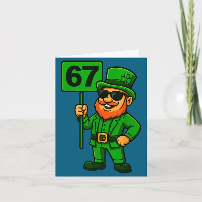 67 Leprechaun Six Seven Gen Meme Lucky Vibes St Pa Card (Front)