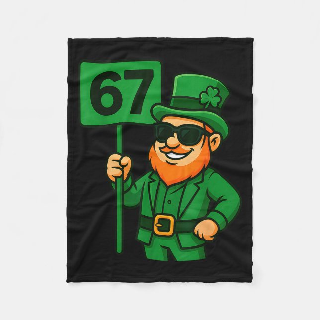 67 Leprechaun Six Seven Gen Meme Lucky Vibes St Pa Fleece Blanket (Front)