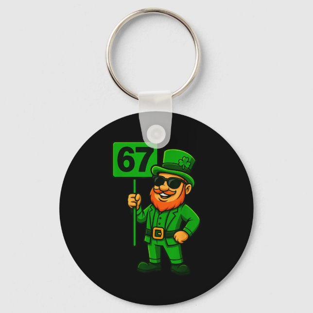 67 Leprechaun Six Seven Gen Meme Lucky Vibes St Pa Keychain (Front)