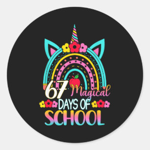 67 Magical Days Of School Meme Funny Student Teach Classic Round Sticker