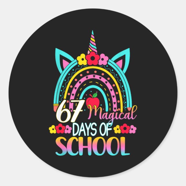 67 Magical Days Of School Meme Funny Student Teach Classic Round Sticker (Front)
