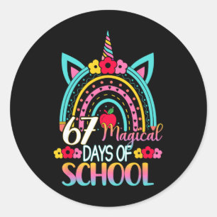 67 Magical Days Of School Meme Funny Student Teach Classic Round Sticker