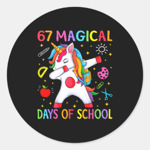 67 Magical Days Of School Unicorn Six Seven Teache Classic Round Sticker