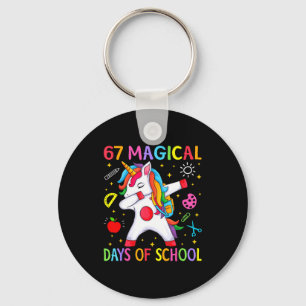 67 Magical Days Of School Unicorn Six Seven Teache Keychain