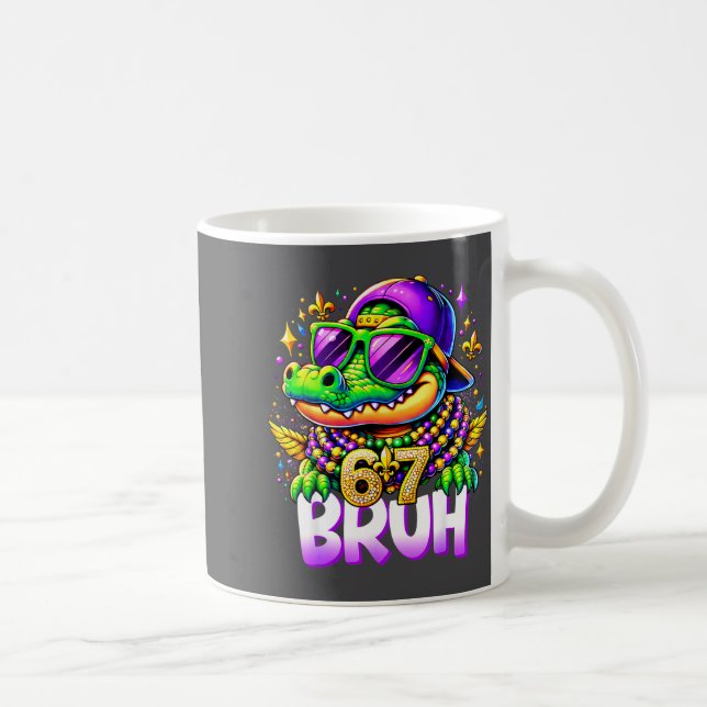 67 Mardi Gras Alligator Mardigator Six Seven Bruh  Coffee Mug (Right)